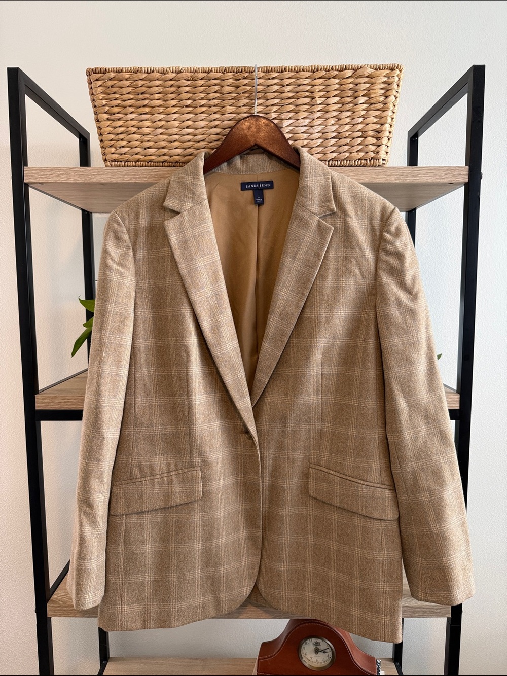 Lands' End Wool Lined Woven Career Dress Suit Blazer, 14